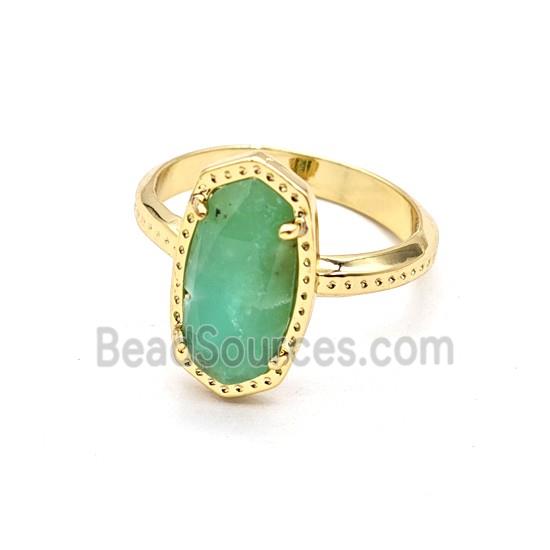 Green Australian Chrysoprase Copper Rings Gold Plated