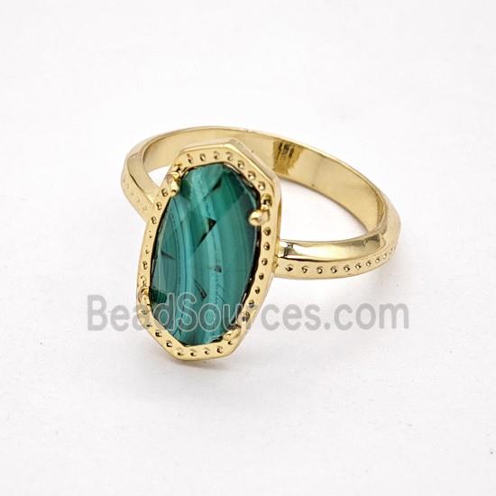 Green Malachite Copper Rings Gold Plated