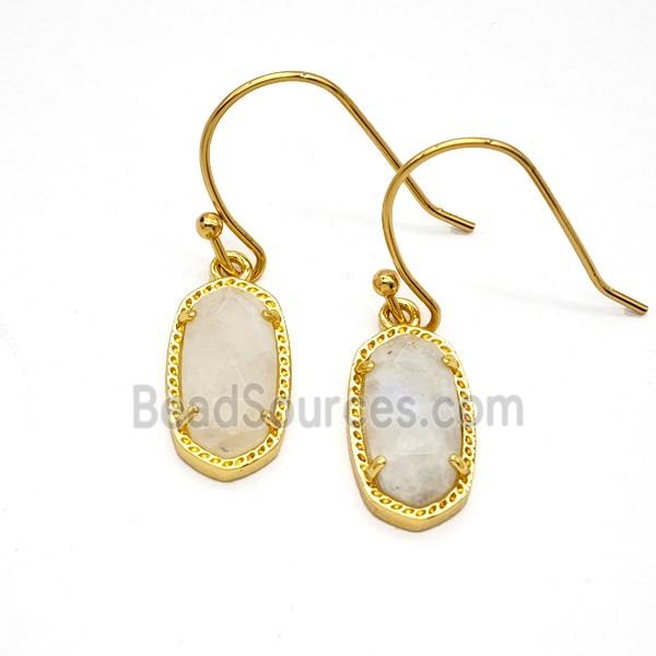 Clear Quartz Copper Hook Earrings Gold Plated