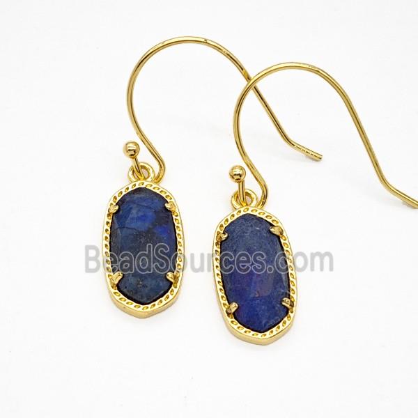 Blue Lapis Lazuli Copper Hook Earrings Gold Plated
