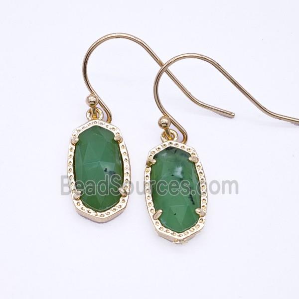 Green Australian Chrysoprase Copper Hook Earrings Gold Plated