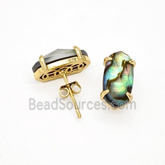 Abalone Shell Copper Stud Earrings Gold Plated