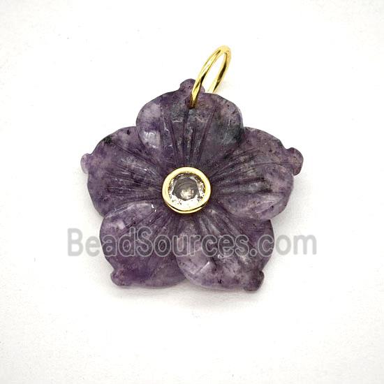 Gemstone Pendant Pave Zircon, Gold plated