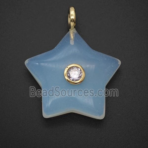 Opalite Star Pendant Pave Zirconia