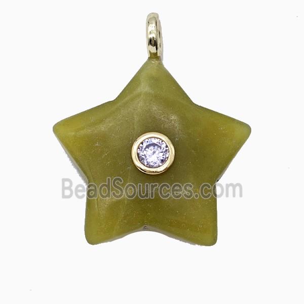 Lemon Jade Star Pendant Pave Zirconia
