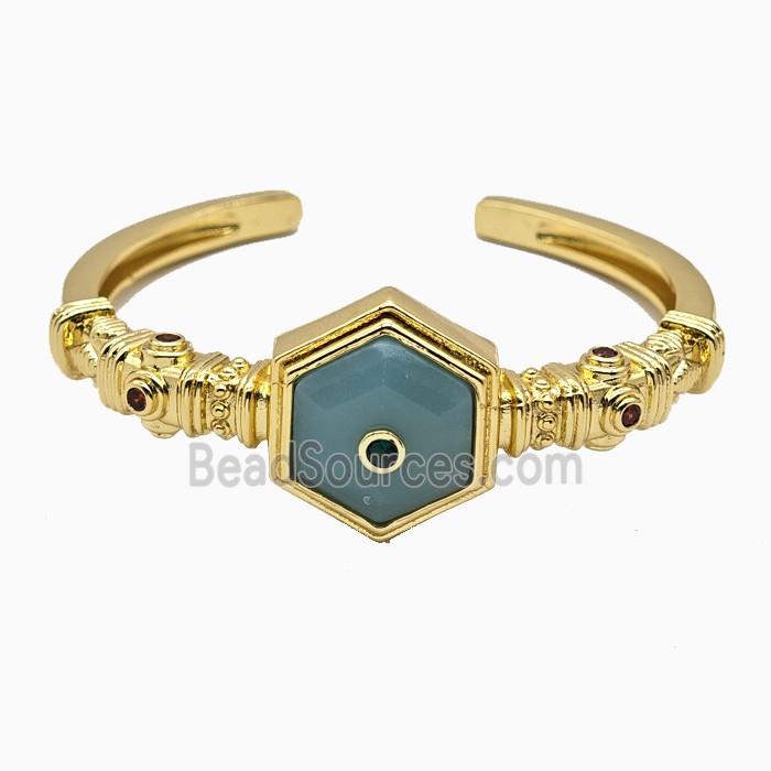 Copper Bangle Pave Amazonite Gold Plated