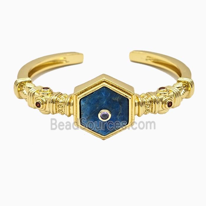 Copper Bangle Pave Apatite Gold Plated