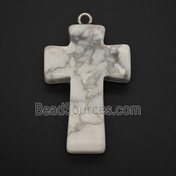 White Howlite Turquoise Cross Pendant