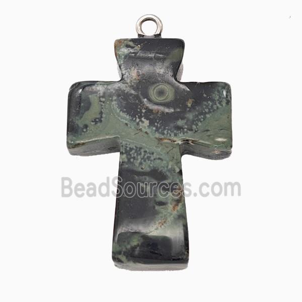 Green Kambaba Jasper Cross Pendant