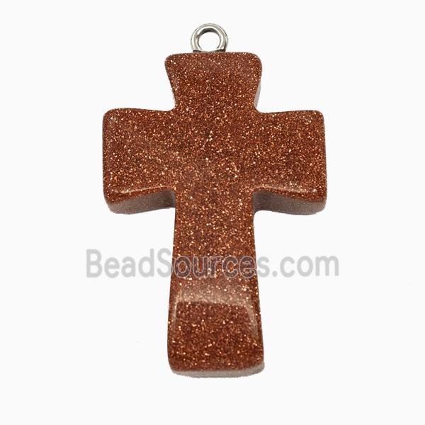 Golden Sandstone Cross Pendant