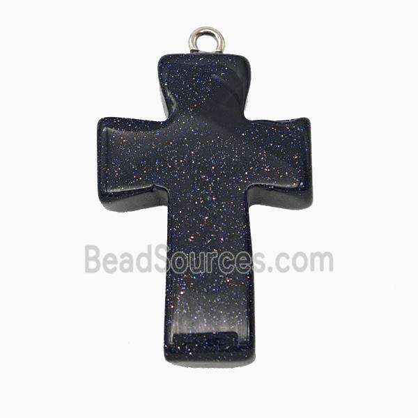 Blue Sandstone Cross Pendant