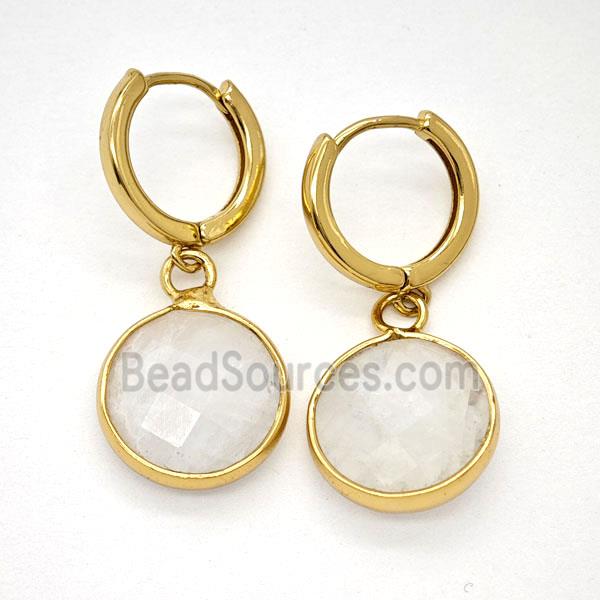 Clear Quartz Copper Hoop Earrings Circle Gold Plated