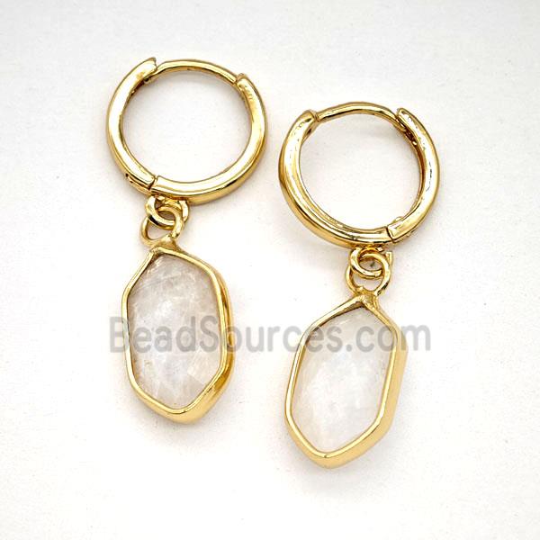 Clear Quartz Copper Hoop Earrings Prism Gold Plated