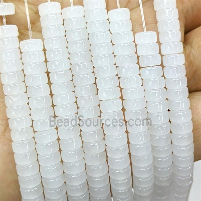 White Jadeite Glass Heishi Beads