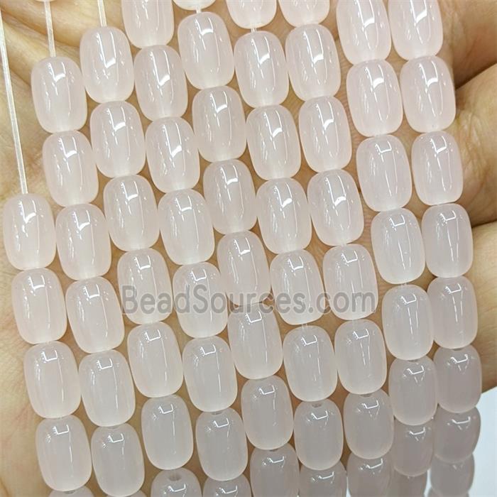 Pink Jadeite Glass Barrel Beads