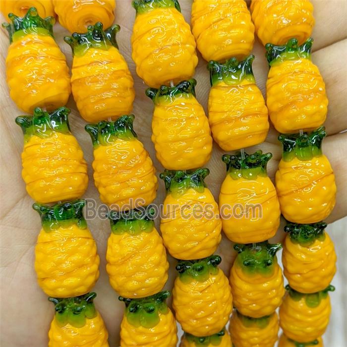 Lampwork Glass Pineapple Beads Yellow