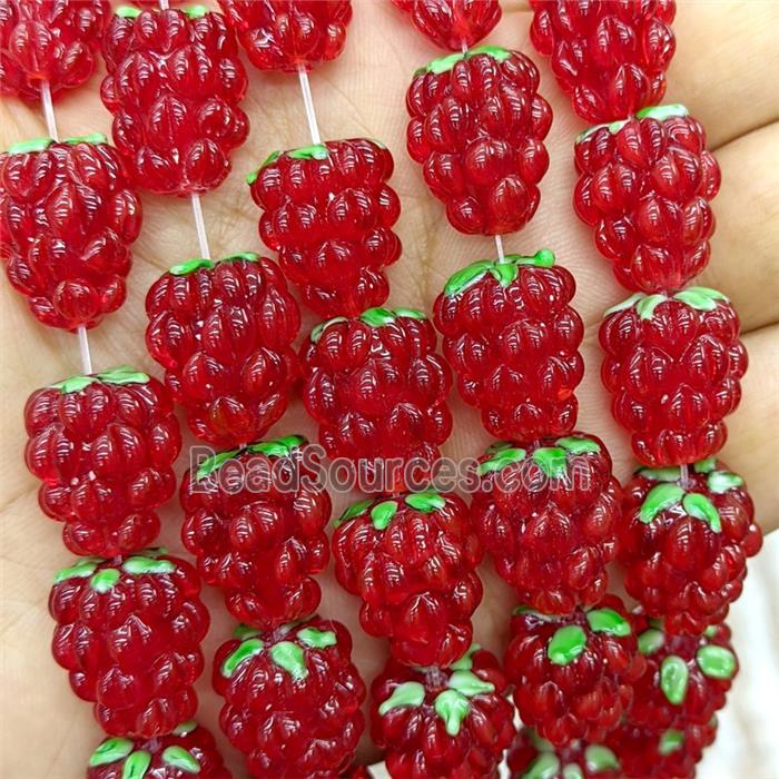 Lampwork Glass Strawberry Beads Red