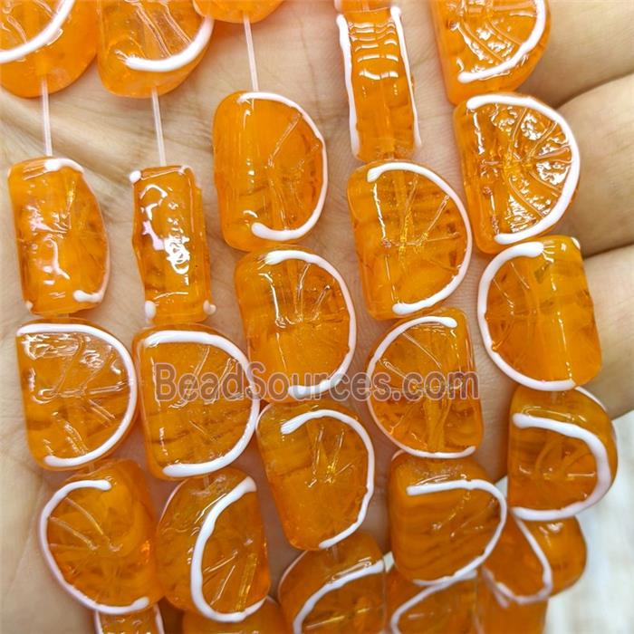 Lampwork Glass Lemon Slice Beads Orange