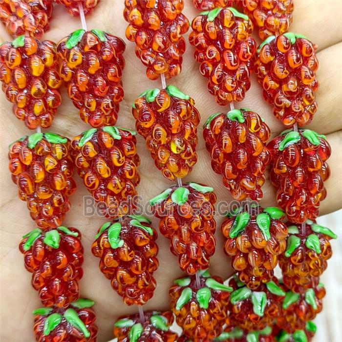Lampwork Glass Grapes Beads Red