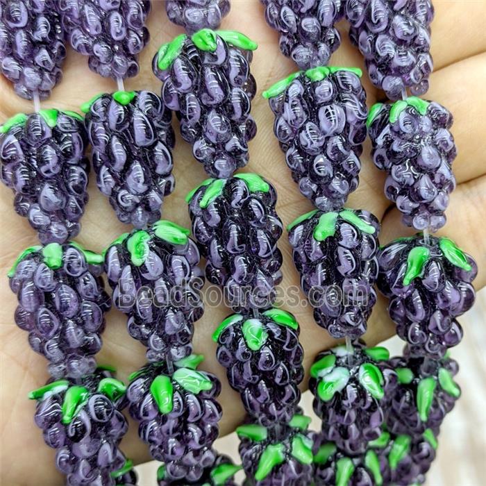 Lampwork Glass Grapes Beads Purple