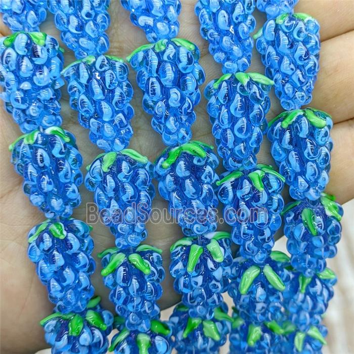 Lampwork Glass Grapes Beads Blue