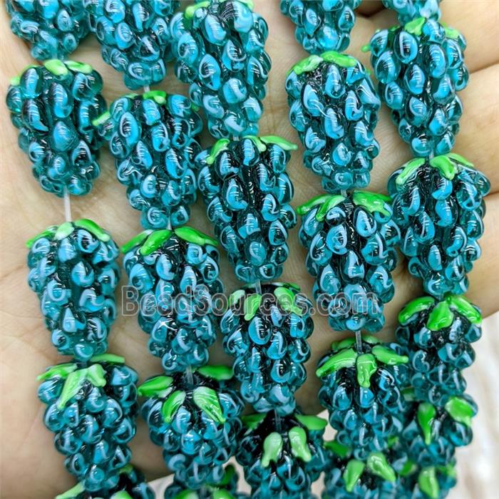 Lampwork Glass Grapes Beads Teal