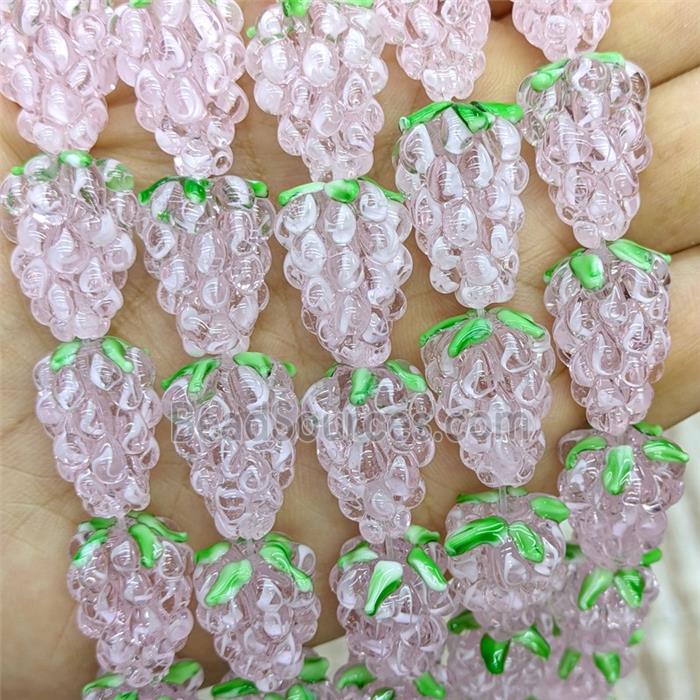 Lampwork Glass Grapes Beads Pink