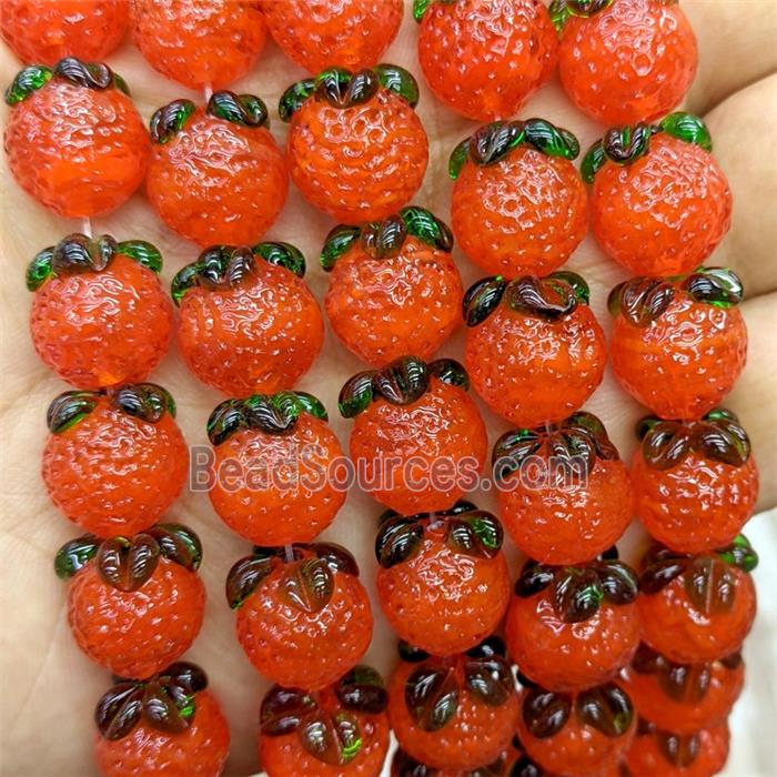 Lampwork Glass Lemon Beads Red