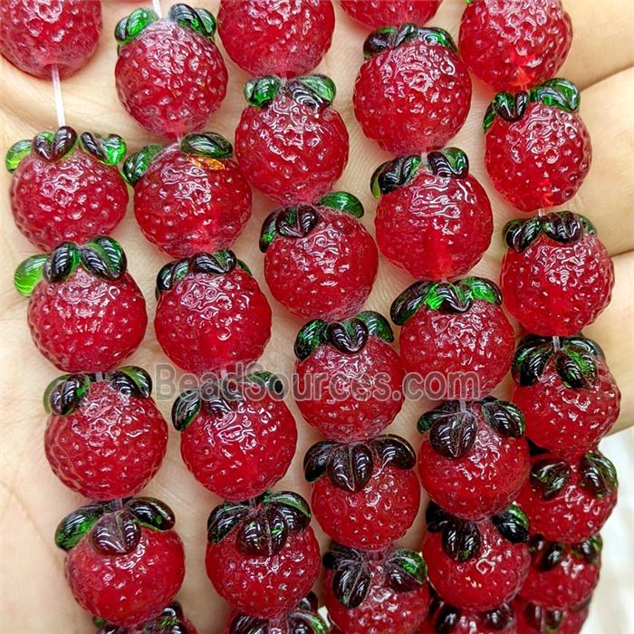 Lampwork Glass Lemon Beads Red