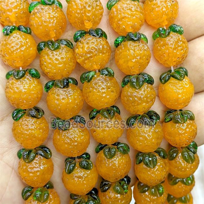 Lampwork Glass Lemon Beads Orange