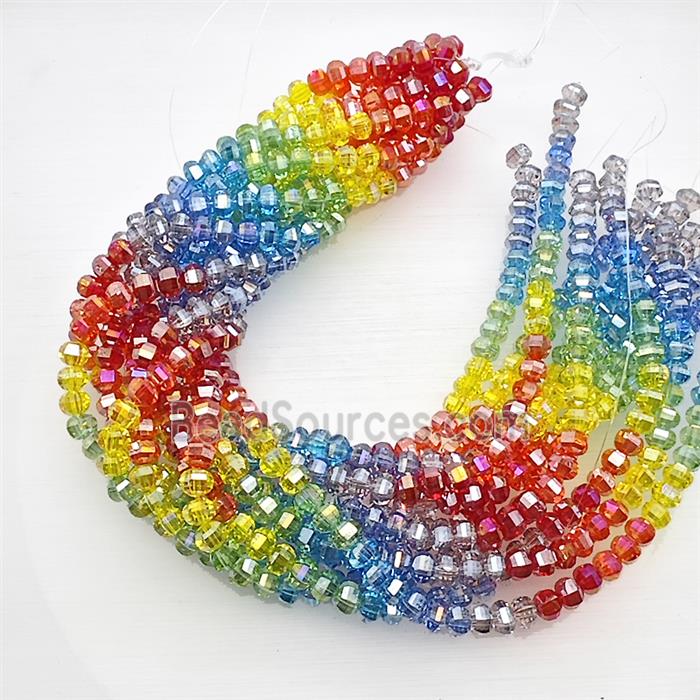 Crystal Glass Beads Faceted Rondelle Mixed Color