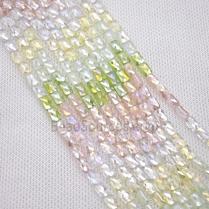 Crystal Glass Beads Faceted Rectangle Mixed Color