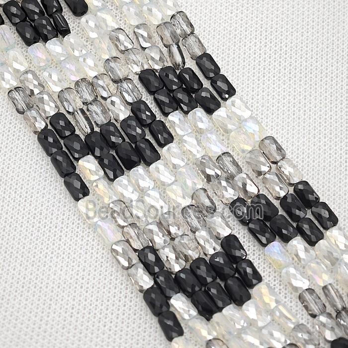 Crystal Glass Beads Faceted Rectangle Mixed Color