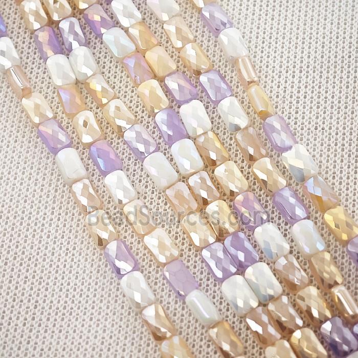Crystal Glass Beads Faceted Rectangle Mixed Color