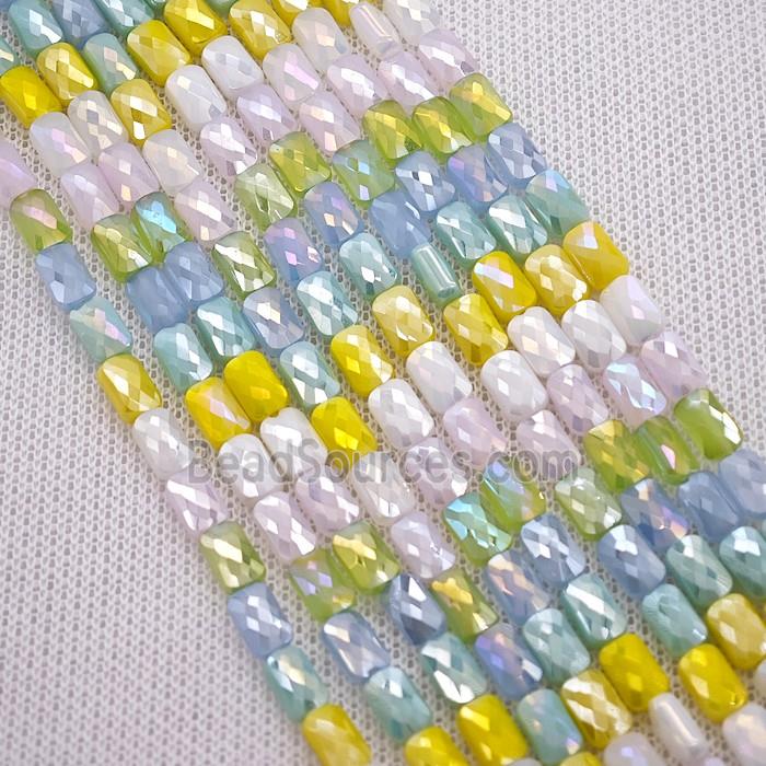 Crystal Glass Beads Faceted Rectangle Mixed Color
