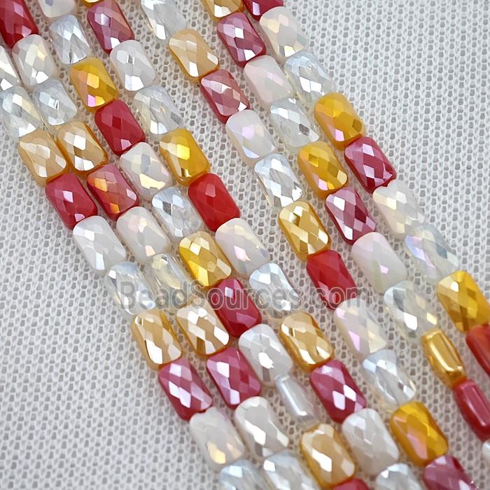 Crystal Glass Beads Faceted Rectangle Mixed Color
