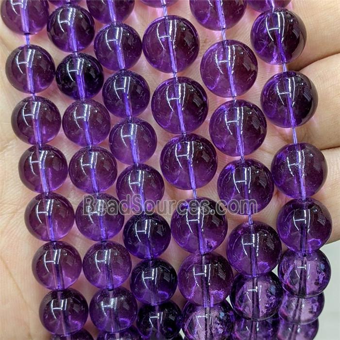 Purple Glass Beads Smooth Round