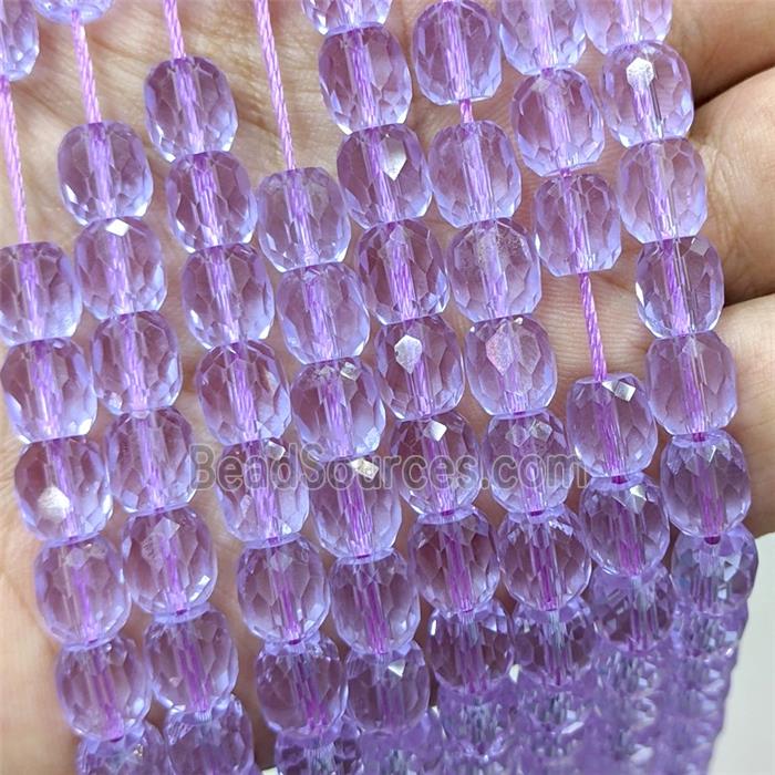 Lavender Crystal Glass Barrel Beads Faceted