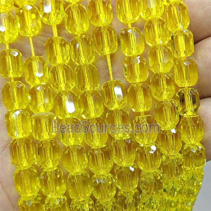 Yellow Crystal Glass Barrel Beads Faceted