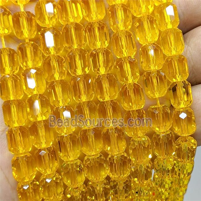 Golden Crystal Glass Barrel Beads Faceted