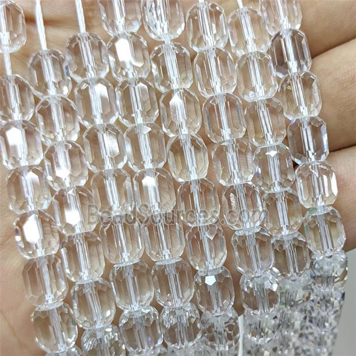 Clear Crystal Glass Barrel Beads Faceted