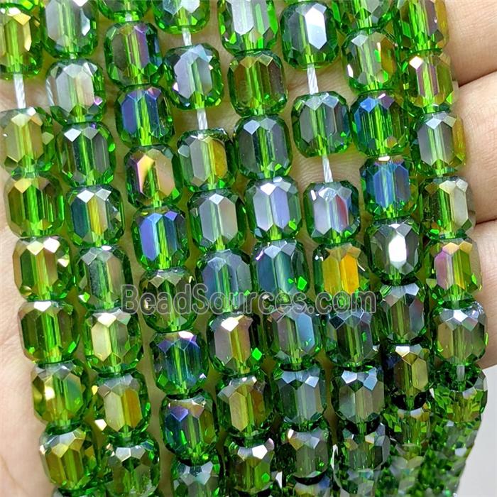 Crystal Glass Barrel Beads Faceted AB-Color Electroplated