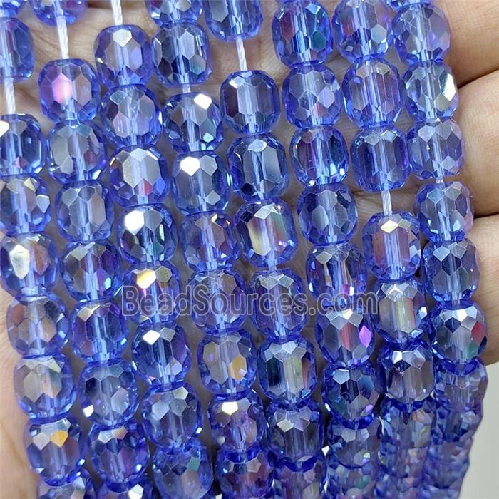 Skyblue Crystal Glass Barrel Beads Faceted Electroplated