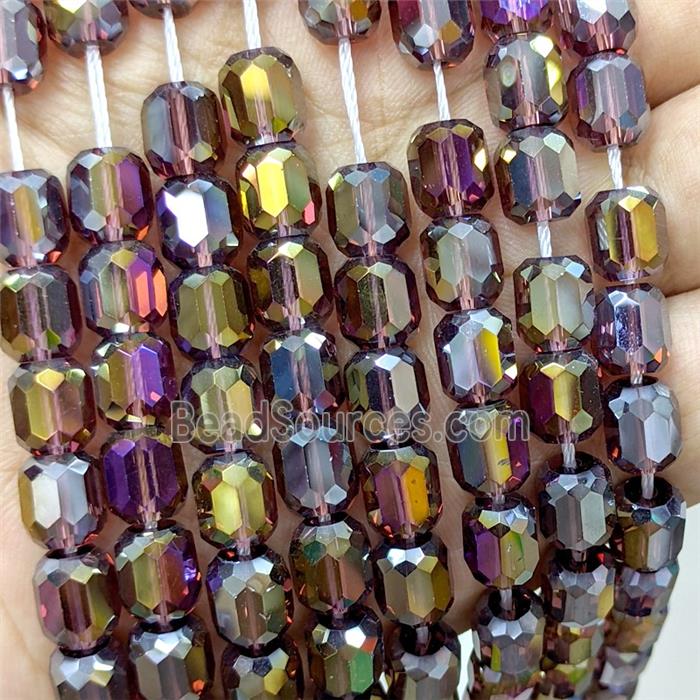 Crystal Glass Barrel Beads Faceted Electroplated