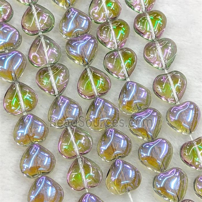 Crystal Glass Heart Beads Electroplated