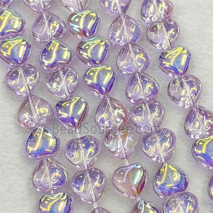 Crystal Glass Heart Beads Electroplated