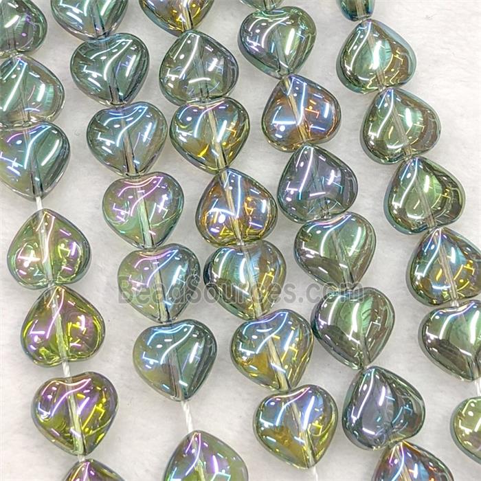 Grayblue Crystal Glass Heart Beads Electroplated