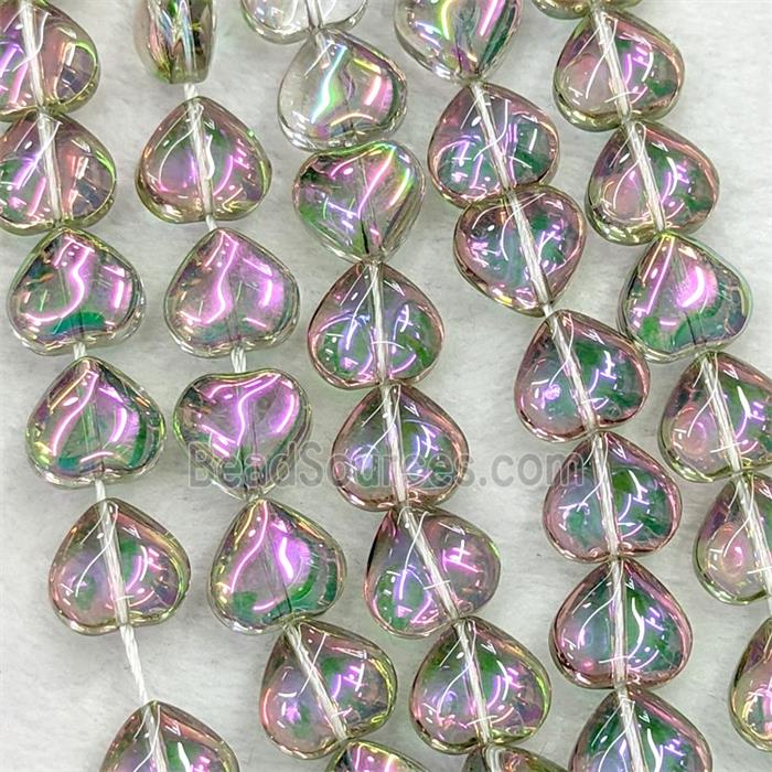 Crystal Glass Heart Beads Electroplated