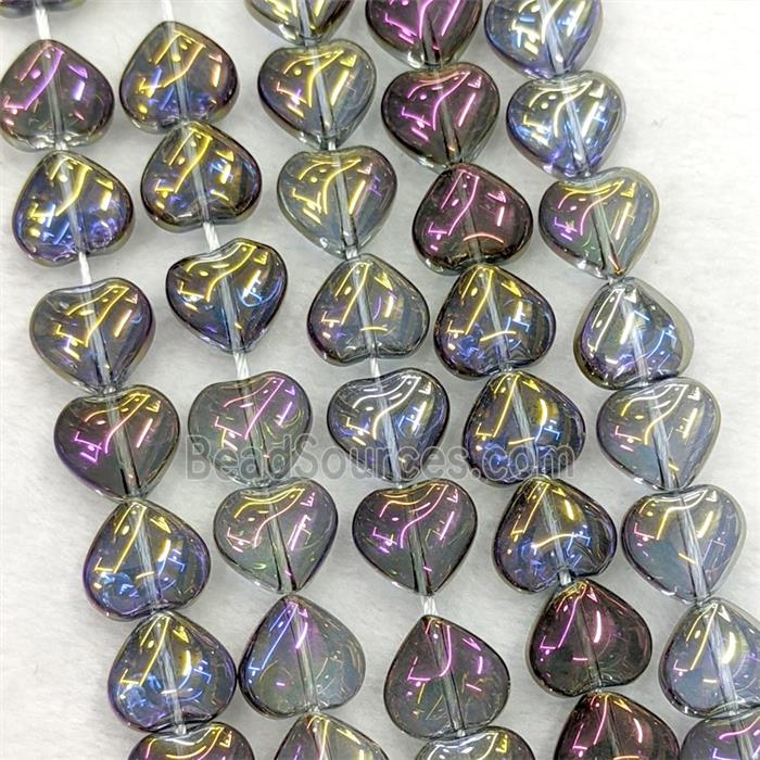 Crystal Glass Heart Beads Electroplated