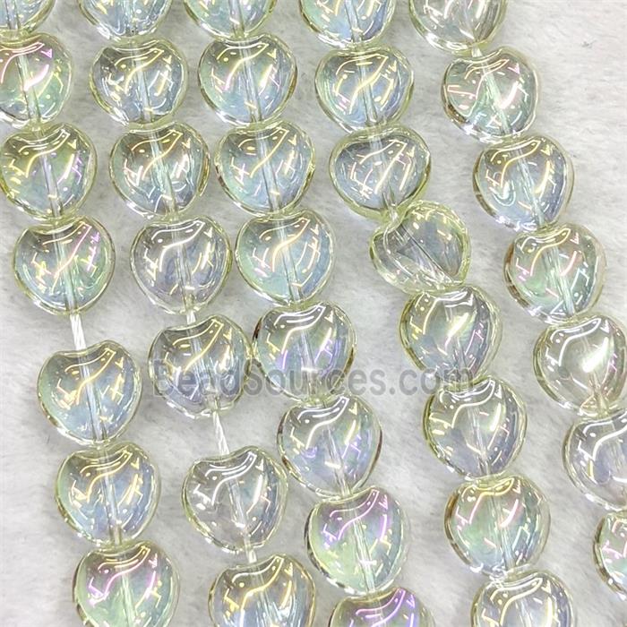 Clear Crystal Glass Heart Beads Electroplated